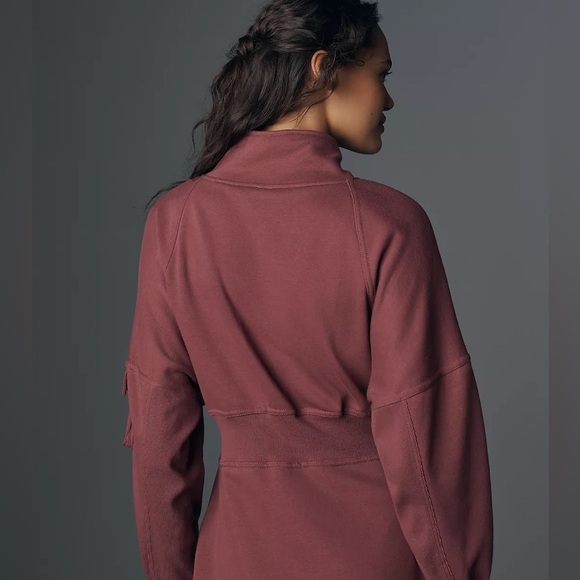 NWT Anthropologie Daily Practice Long-Sleeve Pop Trick Dress Burgundy Size M - Picture 9 of 13